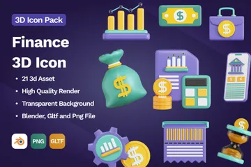 Paquete de iconos 3D de finanzas Paquete de Icon 3D