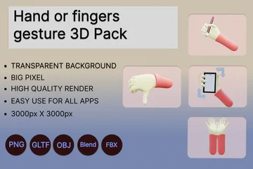 Finger- oder Handbewegung 3D Icon Pack