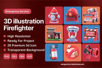 Firefighter 3D Icon Pack
