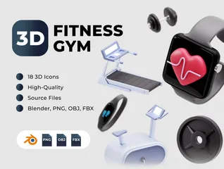 Fitnessstudio 3D Icon Pack