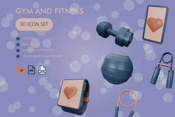 Fitnessstudio 3D Icon Pack