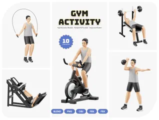 Fitnessstudio-Aktivität 3D Illustration Pack