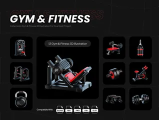 Fitnessstudio und Fitness 3D Icon Pack