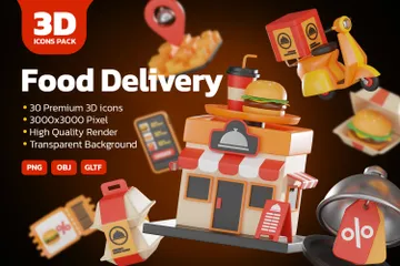 Food Delivery 3D Icon Pack