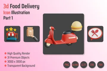 Food Delivery Part 1 3D Icon Pack
