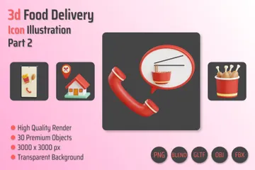 Food Delivery Part 2 3D Icon Pack