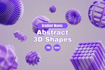 Forma abstracta de onda degradado púrpura Paquete de Icon 3D