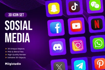 Free Logo des médias sociaux Pack 3D Icon