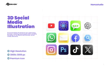 Free Réseaux sociaux Pack 3D Icon