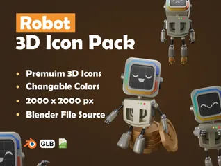 Free 感情を持ったロボット 3D Iconパック