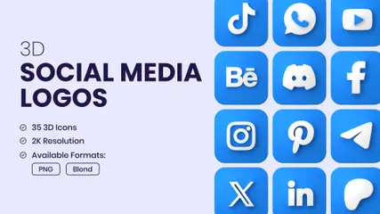 Free Social Media Logos 3D Icon Pack