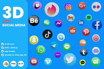 Free Sozialen Medien 3D Icon Pack