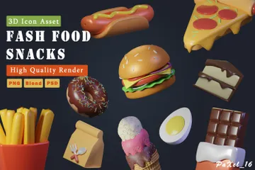 生鮮食品とスナック 3D Iconパック