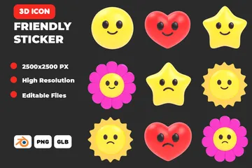 Friendly Stickers 3D Icon Pack