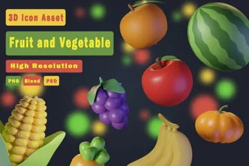 Fruits And Vegetables 3D Icon Pack