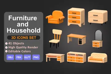 家具と家庭用品 3D Iconパック