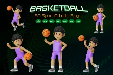 Garçon de basket-ball Pack 3D Illustration