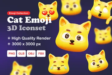 Free Emoji de gato Pacote de Icon 3D