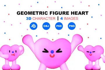 Geometric Figure Heart 3D Icon Pack
