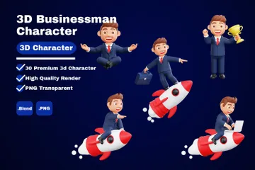 Geschäftsmann, Charakter, Manager 3D Illustration Pack