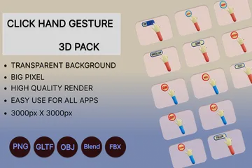 Clique em gesto de mão Pacote de Icon 3D