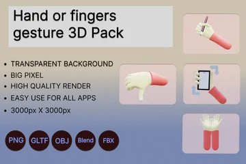 Gesto com dedo ou mão Pacote de Icon 3D