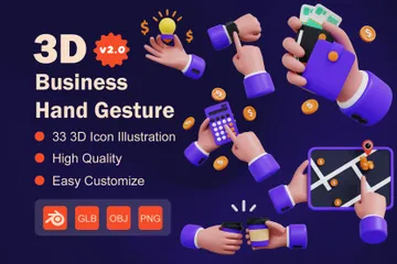 Gesto de mano empresarial V2 Paquete de Icon 3D