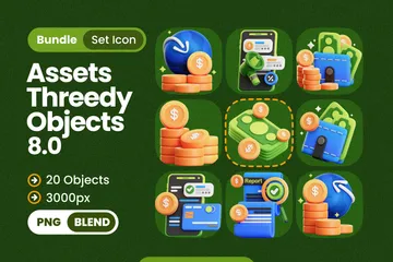 Global Economic Objects 3D Icon Pack