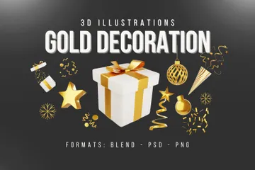 Gold Decoration 3D Icon Pack