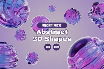 グラデーションガラスの抽象的な形状 3D Iconパック