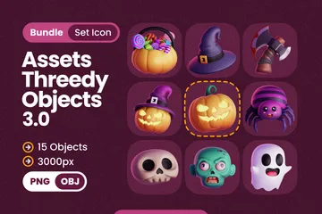 Gruselige Halloween-Objekte 3D Icon Pack