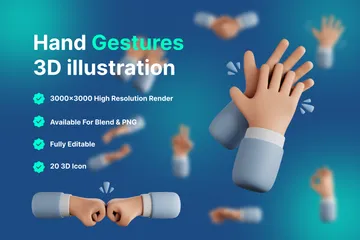 Hand Gestures 3D Icon Pack