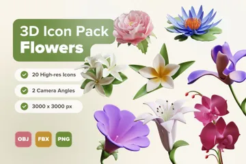 Hermosas flores Paquete de Icon 3D