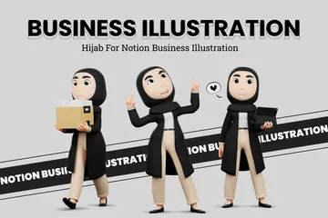 Mulher Hijab Pacote de Illustration 3D