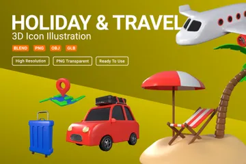 Holiday And Travel 3D Icon Pack