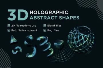 Holographic Abstract Shape 3D Icon Pack