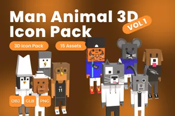 Homme Animal 3D Icon Pack