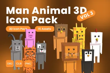 Homme Animal Pack 3D Icon