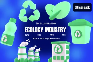 Indústria Ecológica Pacote de Icon 3D