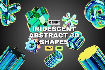 Iridescent Abstract Shapes 3D Icon Pack