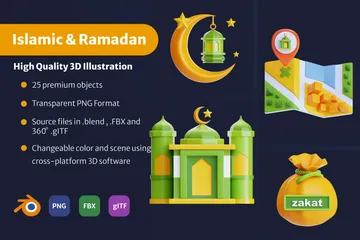 Islã e Ramadã Pacote de Icon 3D