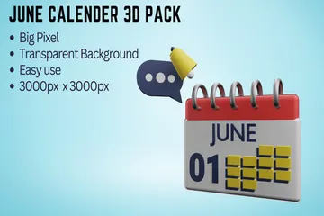 June Calendar 3D Icon Pack