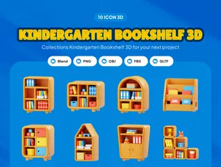 Kindergarten Bookshelf 3D Icon Pack