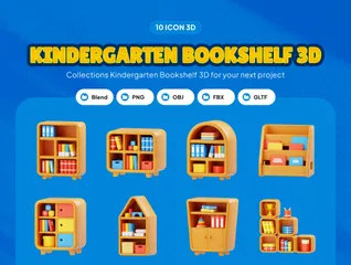 Kindergarten Bücherregal 3D Icon Pack