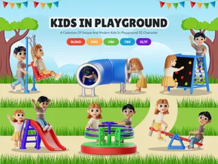 Aktivität auf dem Kinderspielplatz 3D Illustration Pack