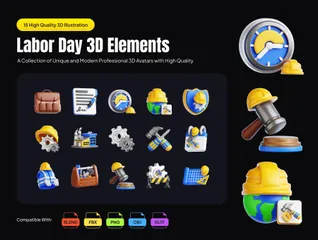 労働者の日 3D Iconパック