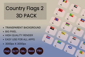 Länderflaggen 3D-Paket 3D Icon Pack