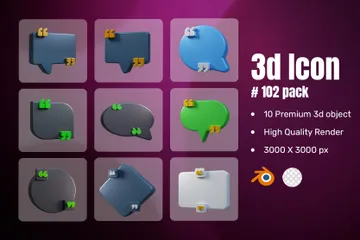 Leere Zitatrahmen 3D Icon Pack