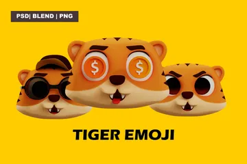 Lindo tigre emoji Paquete de Icon 3D