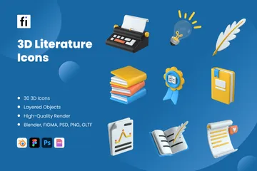 Literatura Pacote de Icon 3D